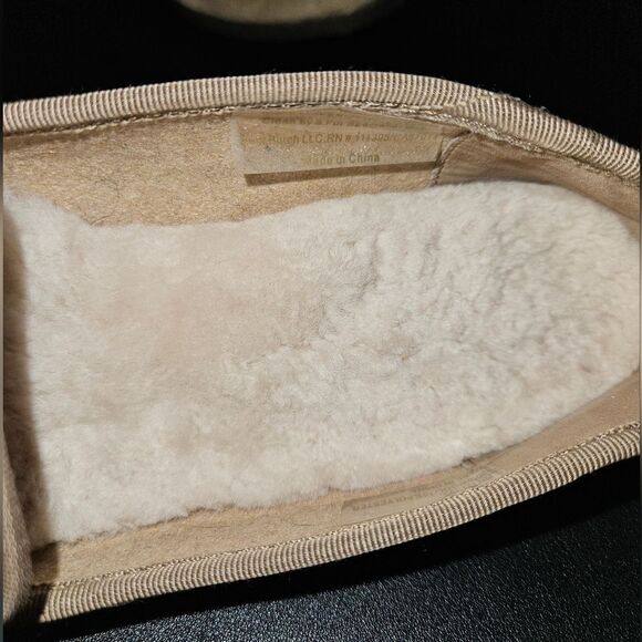 Tory Burch Suede Leather Shearling Lined Quilted Slip-on Flats Khaki Size 7 - Picture 8 of 10